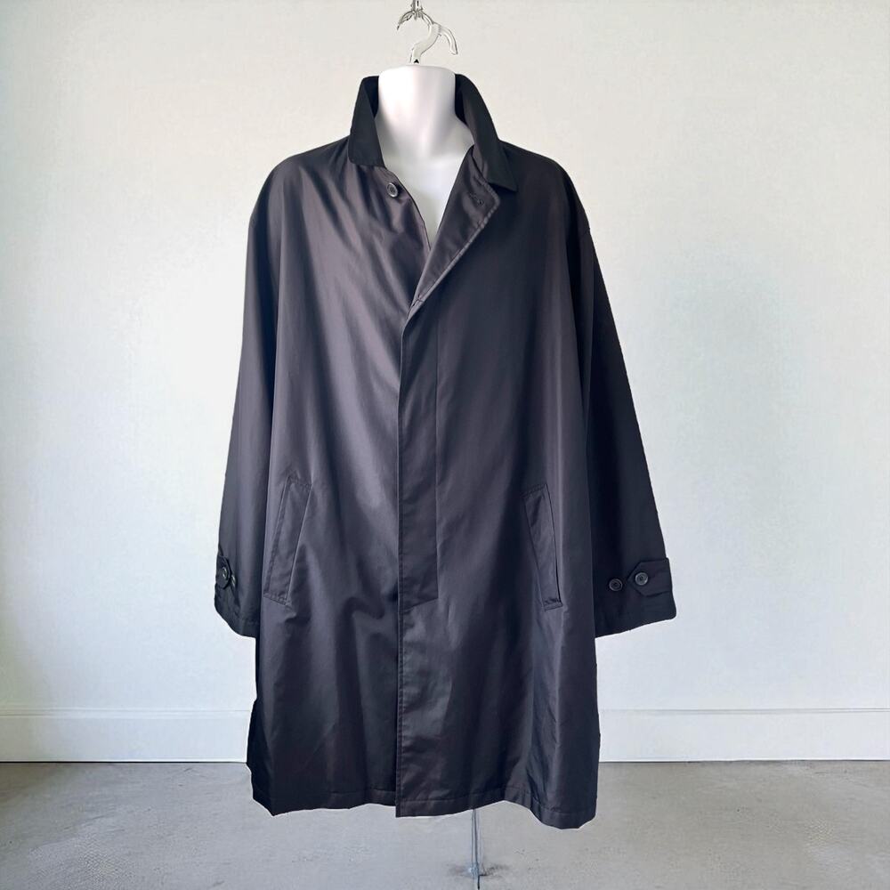 Mens Rain Coat XL Black Button Up Jacket By Utex